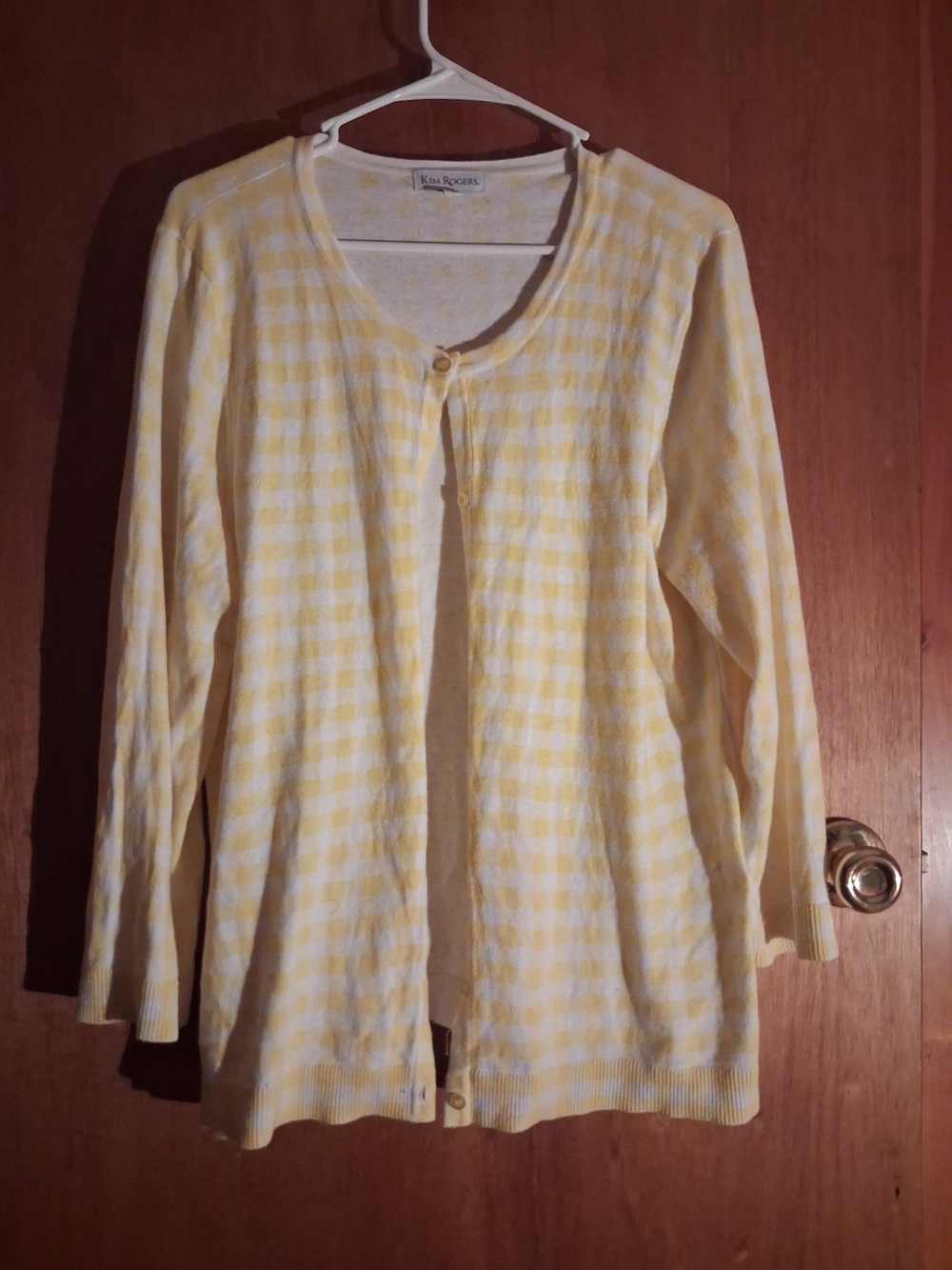 Kim Rogers Yellow & White Gingham Lightweight Cardigan